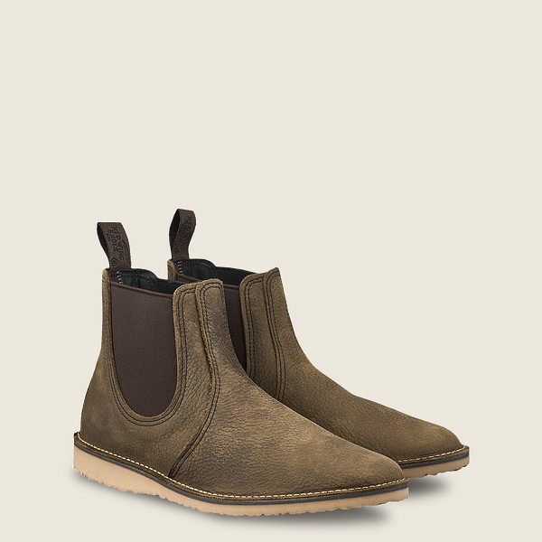 Botas Red Wing Heritage Hombre Verde Oliva - Weekender Chelsea - 6-Inch Roughneck Cuero - 014-RXCWHP